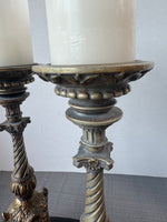 Pair of Ornate Candleholders with Flameless Candles (WORKS)