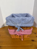 Red And Blue Gingham Lined Wicker Baskets - Pottery Barn Sabrina Baskets - Pair