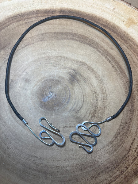 Sterling/Cord Open Ended Necklace