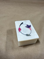 Floral Inlaid Stone Rectangle Trinket Box