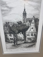 (A) German Townscape Etching by Haunnel Witschke; Signed