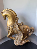 Mid Century Modern Gilded Heavyweight Trojan Horse Sculpture AS IS (READ DESCRIPTION CAREFULLY)