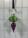 Multicolor Glass Ornament with Black & White Glittered Cap, 3 Available, PRICED INDIVIDUALLY