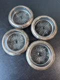 4-Piece Unbranded Pressed Glass & Sterling Silver Coasters
