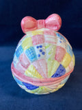 Ceramic Quilted Easter Egg Trinket Box