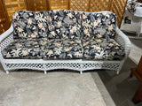 Lexington Casual White Wicker Sofa, With Cushions