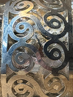Wide Silver Cuff with Scrolling