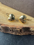 14K Gold Heart Leverback Earrings