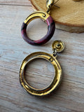 Pair of Vintage Purple & Gold Tone Earrings (C)