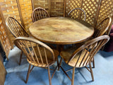 Danish Round Dining Table with (6) Chairs by Mobelfabrik ***SEE PHOTOS FOR CONDITION***