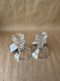 Clear Glass Candle Holders - Pair // 2 Available // PRICED INDIVIDUALLY