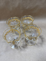 Gold Gilt French Style Sherbet Desert Glasses And Saucers — 8 Pieces