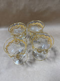 Gold Gilt French Style Sherbet Desert Glasses And Saucers — 8 Pieces