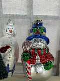 Snowman Glass Ornament Lot, 4 pc