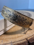 12K Gold Fill Etched Floral Cuff Bracelet