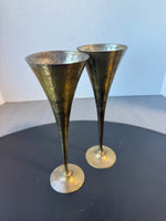 Pair of Indian Brass Art Ware Champagne Flutes