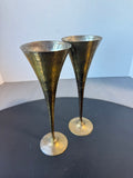 Pair of Indian Brass Art Ware Champagne Flutes