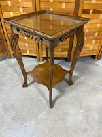 Lightweight Square Accent Table with Carved Legs and Protective Glass