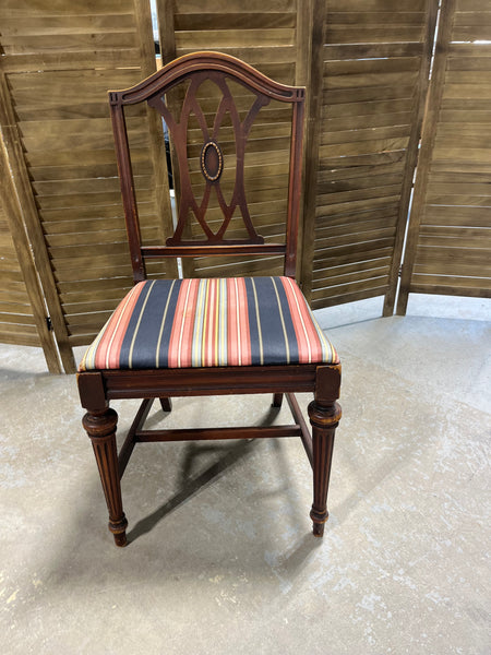 Single Dining Chair with Striped Seat Cushion