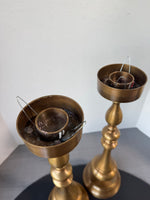 Pair of Jamie Young India Large Brass Candlesticks