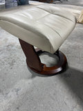 Benchmaster Leather Swivel Reclining Chair with Ottoman