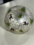 Hand Painted Silver Speckled Glass Christmas Ornament