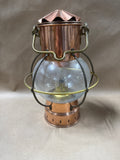 Vintage Copper And Brass Glass Kosmos Brenner Style Hanging Oil Lantern