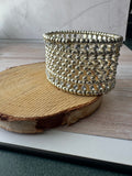 Rhinestone & Silver Tone Beaded Mesh Stretch Bracelet