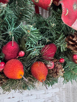 Faux Fruit & Fir Wreath with Celestial Bow
