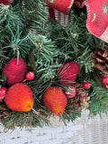 Faux Fruit & Fir Wreath with Celestial Bow