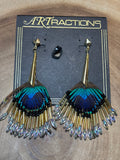 Long Peacock Feather Earrings