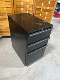 C- Black Metal 3 Drawer Cabinet, No key, 2 Available, PRICED INDIVIDUALLY, $45