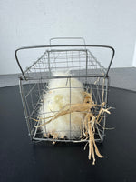 Farmhouse Metal Wire Basket with Faux Fuzzy Chicks