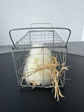 Farmhouse Metal Wire Basket with Faux Fuzzy Chicks