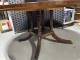 Henredon Round Dining Table with Brass Clawfeet and Inlay; On Casters/NO CHAIRS ***HEAVY ITEM***READ DETAILS ON PICK UP POLICY***