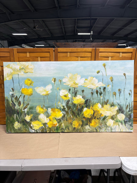 Large Canvas of Yellow Flowers & Blue Sky