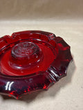 Heavy Ruby Red Fostoria Liberty Coin Glass Ashtray // 2 Available // *** PRICED INDIVIDUALLY ***