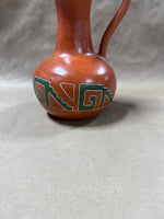 Red Clay With Green Glaze Mexican Pottery Pitcher