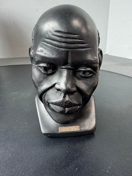 (B) Carved Stone African Man Bust