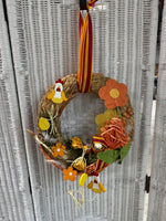 Floral Chicken Straw Wreath