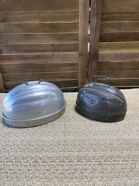 Vintage Aluminum Oval Molds with Dome Lids, (2)