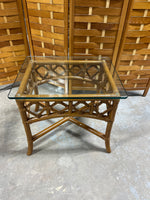 Rattan Glass Top Side Table