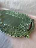 Green Ceramic Platter With Handles