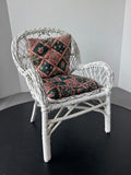White Woven Wicker Doll Chair with Cushions