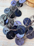 Purple Multi-Strand Abalone Shell Button Necklace