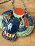 Egyptian Vintage Revival Winged Scarab Necklace