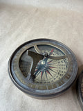 Brass Sundial And Compass With Box