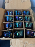 25-Piece Indiana Glass Blue Iridescent Carnival Glass Princess Punch Bowl Set in Box