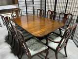 Double Pedestal Dining Table, 3 Leaves, Table Pads and (8) Chairs by Powell's Furniture***HEAVY ITEM***READ DETAILS ON PICK UP POLICY***