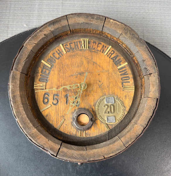 Repurposed Vintage Wine or Whiskey Barrel Wall Clock